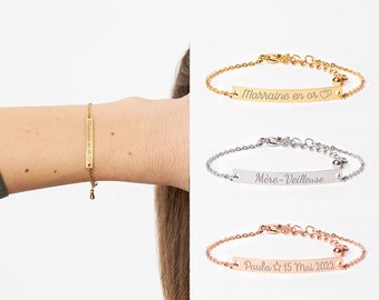 Bracelet Femme Personnalisé, Gourmette Femme Personnalisé, Gourmette Prénom Gravé, Cadeau Femme, Cadeau Fête Des Mères