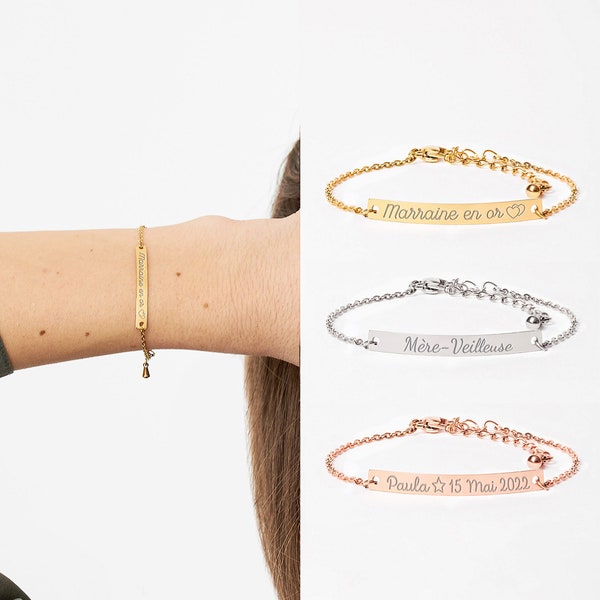 Bracelet Femme Personnalisé, Gourmette Femme Personnalisé, Gourmette Prénom Gravé, Cadeau Femme, Cadeau Fête Des Mères