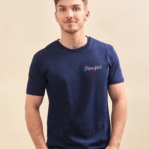 Custom Embroidered Tshirt for Men Blue, Personalized Gift for Men, Personalized Gift for Couple, Father's Day Gift image 2