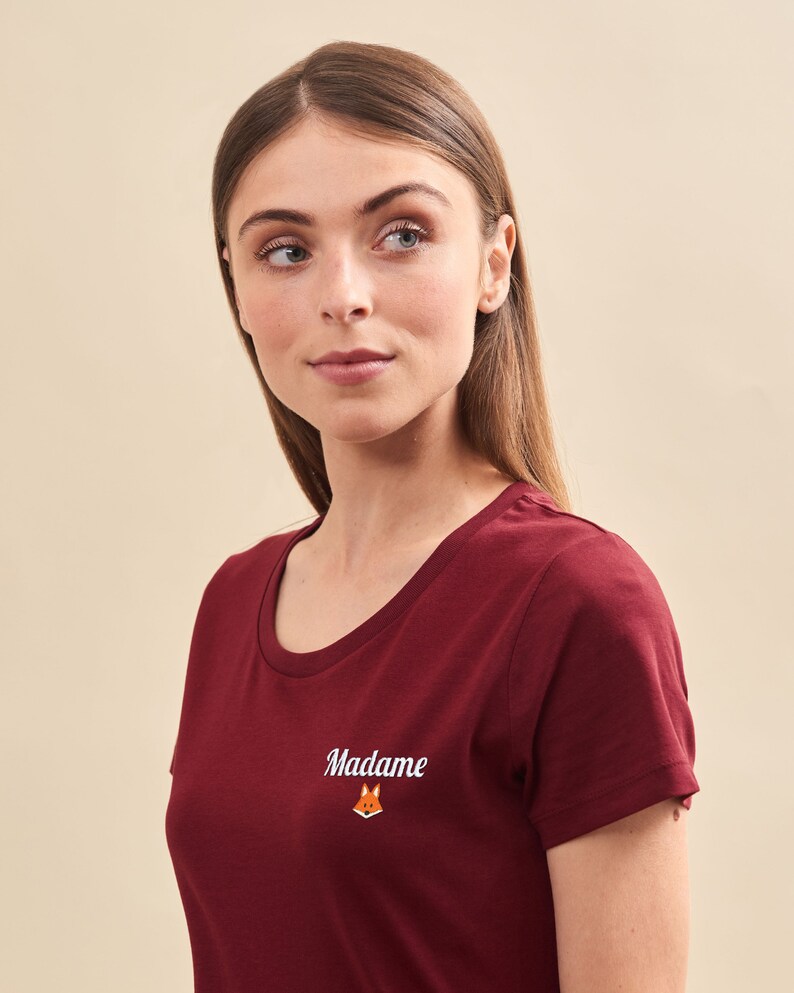 Tshirt Brodé Personnalisé Femme Bordeaux, Teeshirt Brodé Personnalisé, Cadeau Fête Des Mères Personnalisé, Cadeau Maman image 5