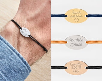 Pulsera personalizada de cordón para hombre, pulsera con nombre para hombre, joyería personalizada para hombre, regalo para él, regalo personalizado para el Día del Padre