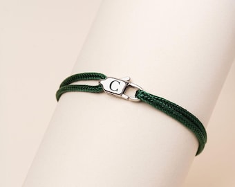 Personalized Lobster Clasp Cord Bracelet | Engraved Lobster Clasp Bracelet | Personalized Dad Bracelet | Valentine's Day Gift Bracelet