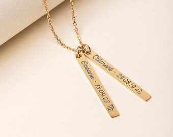Personalized Bar Necklace | Engraved Necklace for Women | Engraved Initial Necklace | Personalized Mother's Jewelry | Valentine's Day Gift