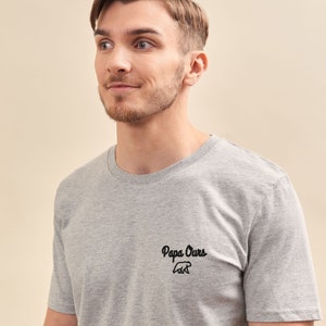 Men Embroidered Papa Ours T-Shirt, Men Personalized T-Shirt, Personalized Gift Dad, Father's Day Gift image 3