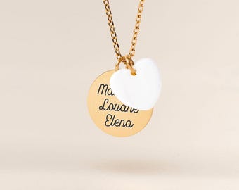 Personalized Mother-of-Pearl Necklace for Women, Engraved Name Jewelry for Women, New Baby Gift for Mother, Personalized Gift for Mother, Christmas Gift for Women