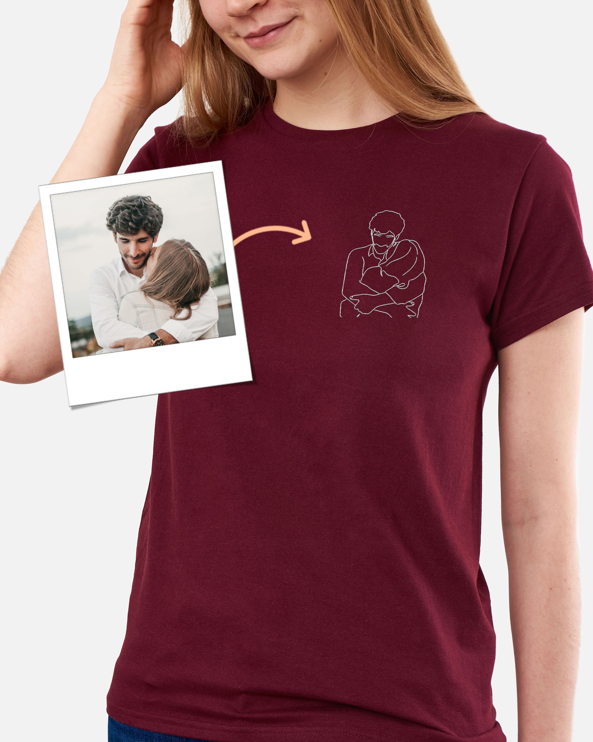 Custom Embroidered Photo T-shirt Custom Embroidery Drawing - Etsy
