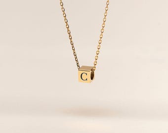 Personalized Small Cube Necklace for Women | Personalized Necklace for Women | Engraved Pendant Jewelry for Women | Personalized Valentine's Day Gift