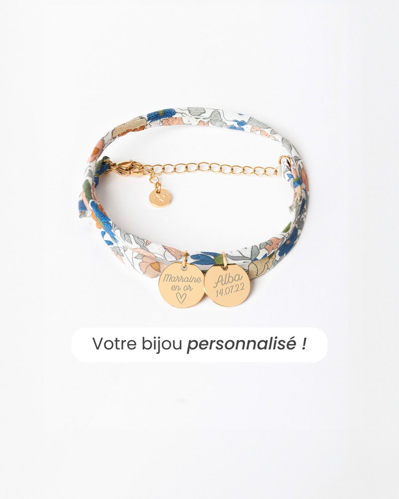 Bracelet Liberty Personnalisé, Liberty Poppy Forest, Bracelet Femme Personnalisé, Bracelet Prénom, Cadeau Fête Des Mères Personnalisé image 1