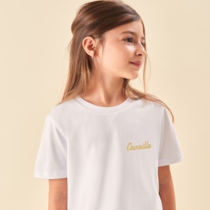 Tshirt Brodé Enfant Blanc, T-shirt Personnalisé Enfant Unisexe, T-Shirt Personnalisé Garçon, Fille, Cadeau Personnalisé Enfant image 8