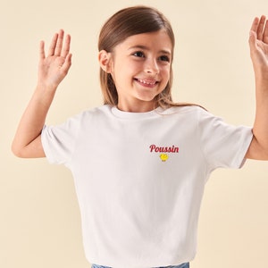 Tshirt Brodé Enfant Blanc, T-shirt Personnalisé Enfant Unisexe, T-Shirt Personnalisé Garçon, Fille, Cadeau Personnalisé Enfant image 6