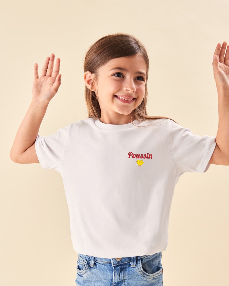 Tshirt Brodé Enfant Blanc, T-shirt Personnalisé Enfant Unisexe, T-Shirt Personnalisé Garçon, Fille, Cadeau Personnalisé Enfant image 6