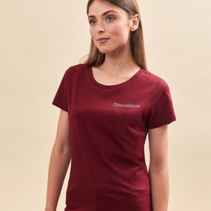 Tshirt Brodé Personnalisé Femme Bordeaux, Teeshirt Brodé Personnalisé, Cadeau Fête Des Mères Personnalisé, Cadeau Maman image 2