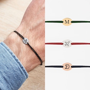 Gepersonaliseerde koordarmband voor mannen | Kleine gegraveerde armband voor mannen | Gepersonaliseerde papa cadeau | Peetvader armband | Valentijnsdagcadeau voor mannen