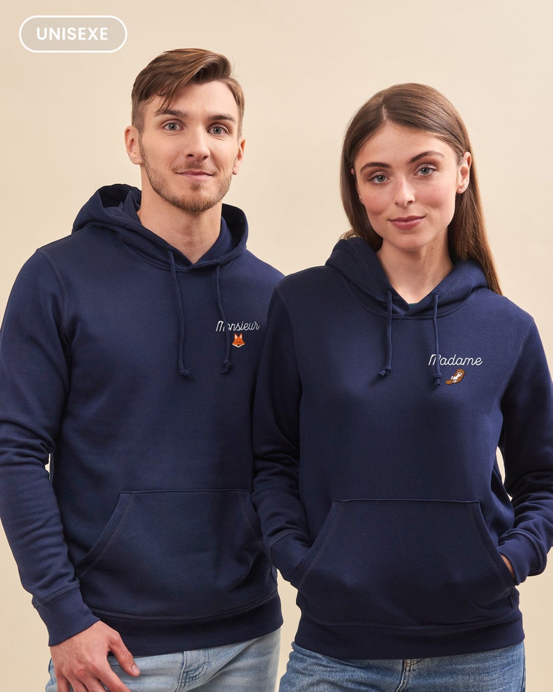 Unisex gepersonaliseerde geborduurde hoodie, blauwe hoodie, gepersonaliseerde hoodie, moedercadeau, Moederdag en Vaderdagcadeau afbeelding 2