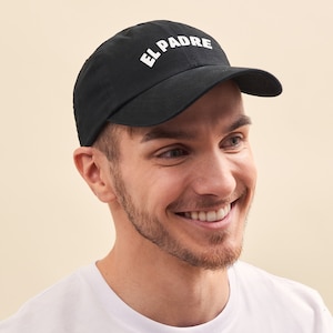 Casquette Brodée El Padre pour Homme, Casquette Papa, Cadeau Fête des Pères Papa, Cadeau Naissance Papa, Bleu Beige Noire, Broderie Noir