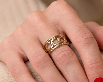 Lila Gold-Plated Steel Ring | Adjustable Gold-Plated Stainless Steel Ring | Mother's Ring | Women's Ring | Valentine's Day Gift for Her