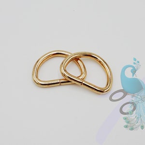 Set of 2 D-rings 15 mm - gold