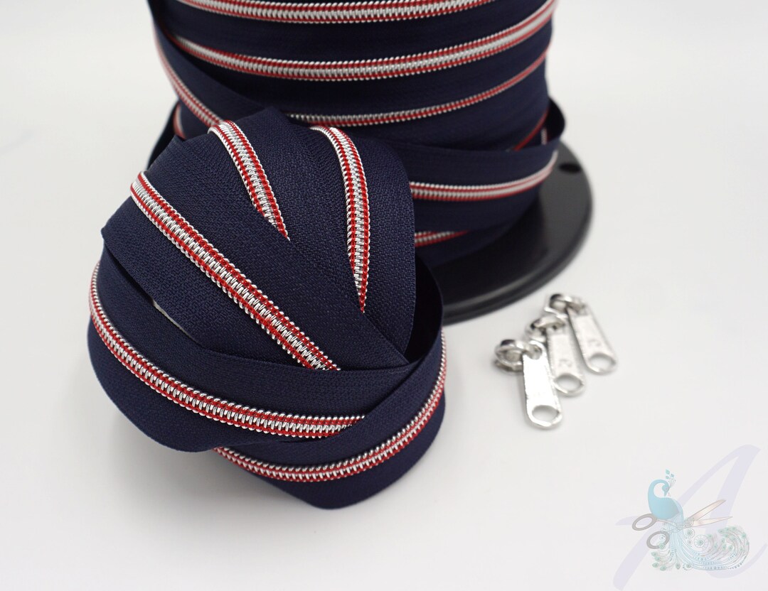 1 M Endless Zipper Incl. 3 Zippers Wide Metallized Midnight Etsy