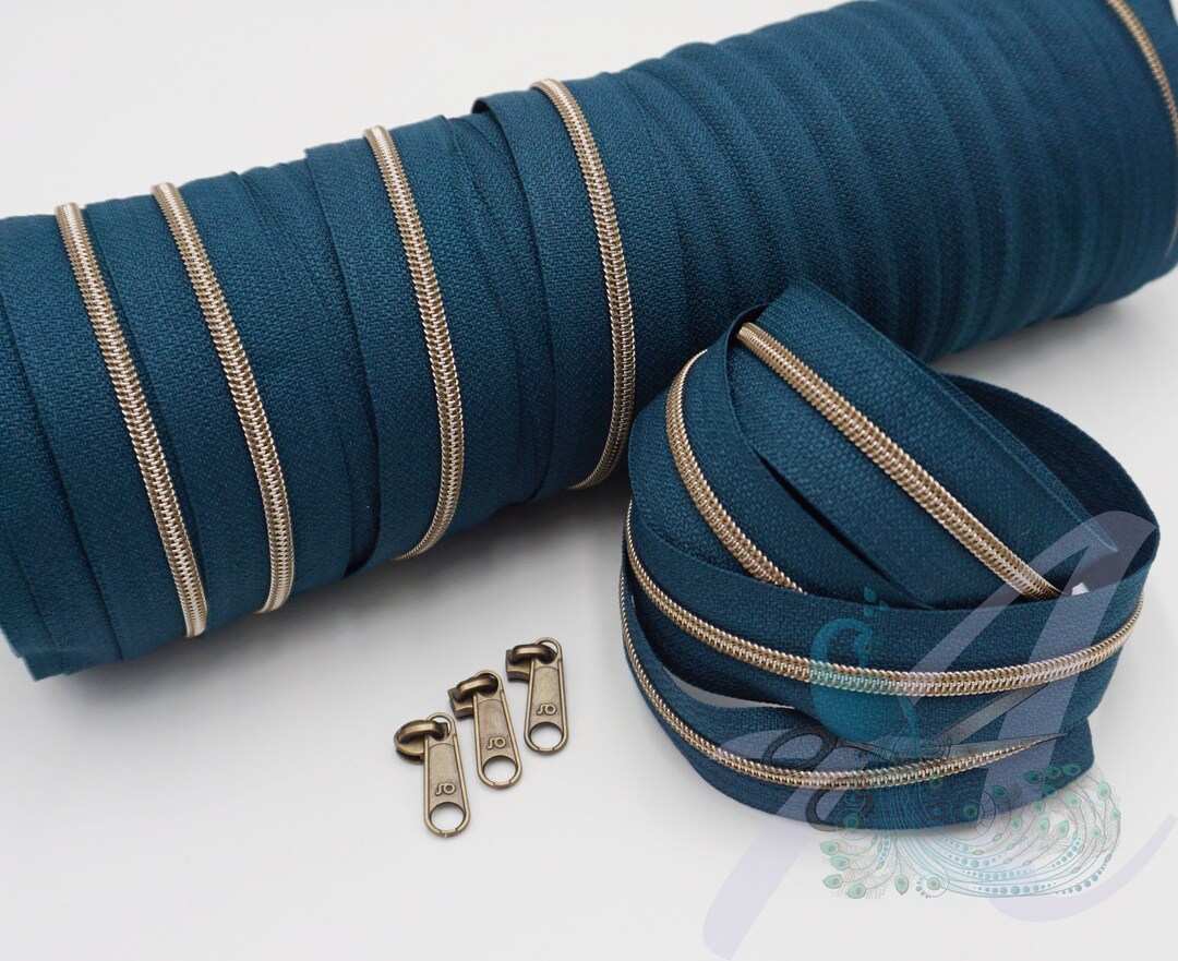 1 M Endless Zipper Incl. 3 Zippers Narrow Metalized Retro Etsy