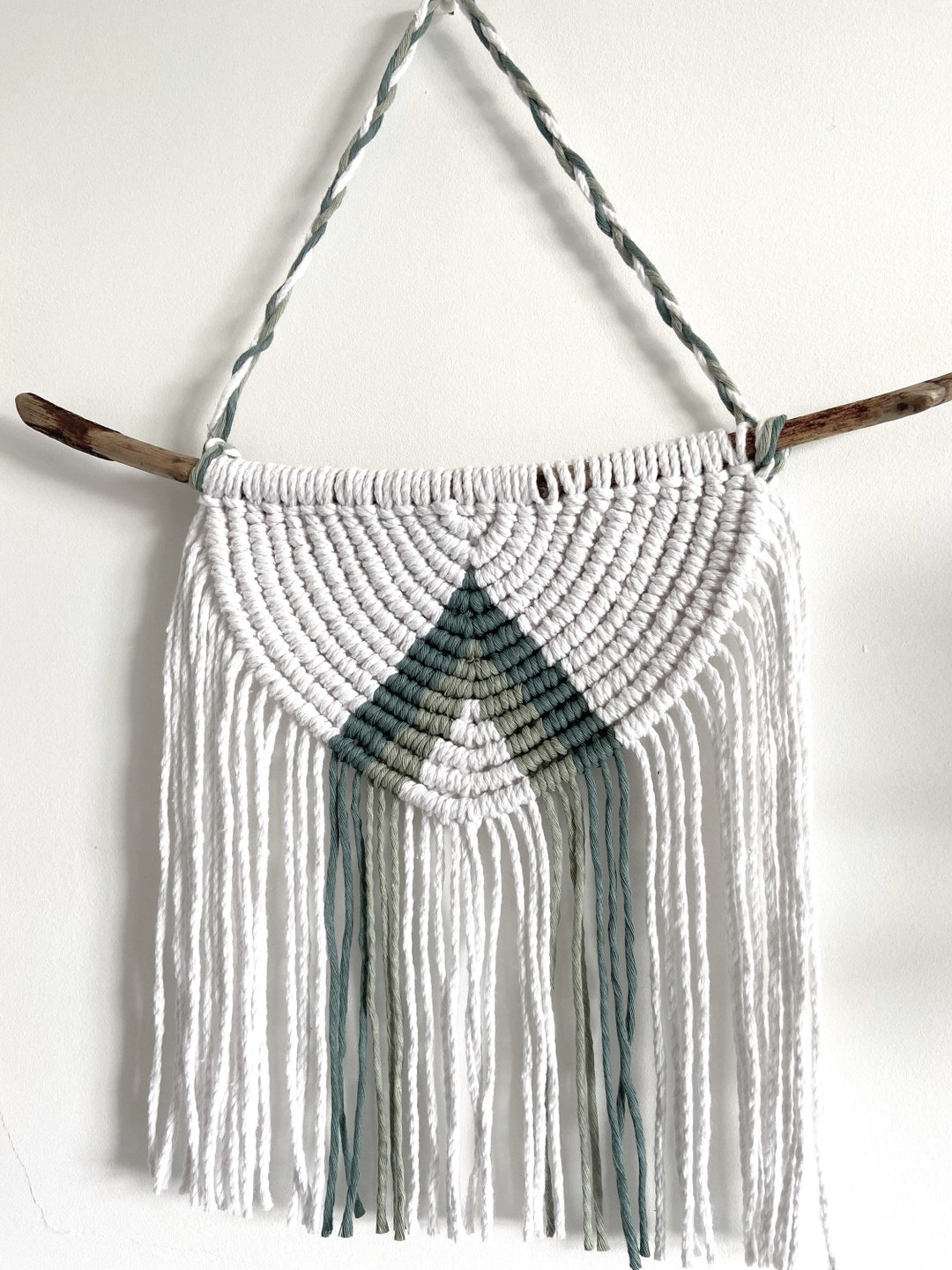 Sage Green Macrame Wall Hanging, Teal Wall Decor, Boho Art Tapestry