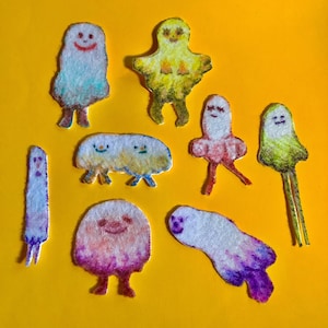 Ghost Characters Hand Drawn Handmade Felt Stickers