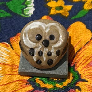 Vintage Pottery Owl Ornament / Tile