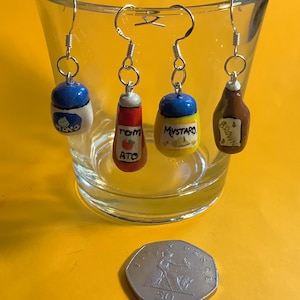 Gewürze / Dips Flaschen und Gläser (SOLD SINGLE - Nicht Paar) Handgefertigte Tropfen Ohrring Leichtgewicht