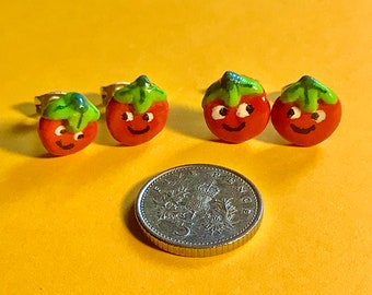 Smiley Tomato Handmade Stud Earrings