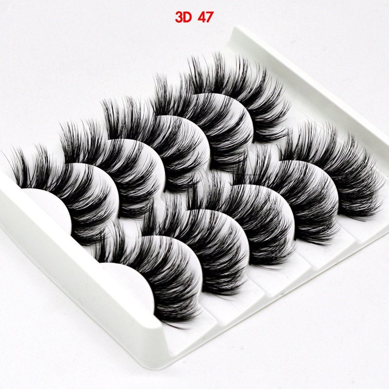 3D 5pair Mink Natural Thick False Fake Eyelashes handmade | Etsy