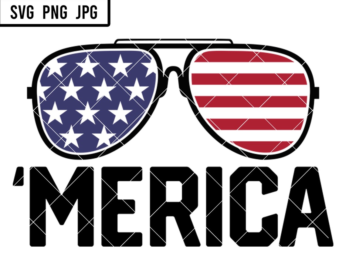 Merica US Flag Sunglasses SVG 4th Of July American Etsy