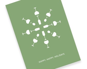 Digital Holiday Card, Print - Snowflake, Wine Glasses