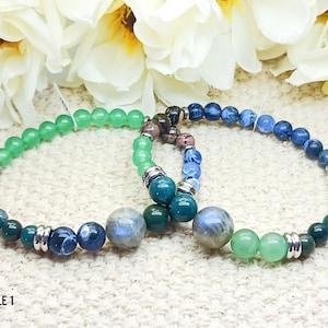 BLOODPRESSURE Health & Support Bracelet; grade AAA genuine semiprecious gemstones, unisex style, adult/youth size therapeutic jewelry