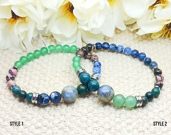 BLOOD PRESSURE Health & Support Bracelet; grade AAA gemstones, hypoallergenic steel accents, unisex design