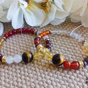 FATIGUE Support Bracelet; grade AAA genuine semiprecious gemstone, unisex design adult/youth size jewelry, natural homeopathic remedy