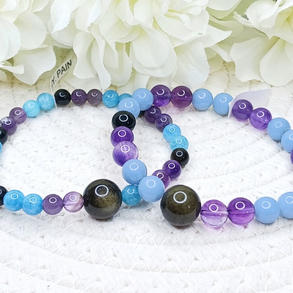 PAIN Bracelet grade AA-AAA genuine semiprecious gemstone unisex style adult/young adult/teen/child jewelry natural crystal healing