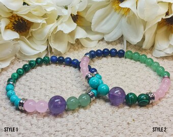 HEADACHE Relief Bracelet, grade AAA gemstones, hypoallergenic steel accents, unisex design