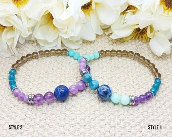 Pulsera de apoyo para el TDAH; piedras preciosas auténticas de grado AAA, detalles de acero hipoalergénico, diseño unisex