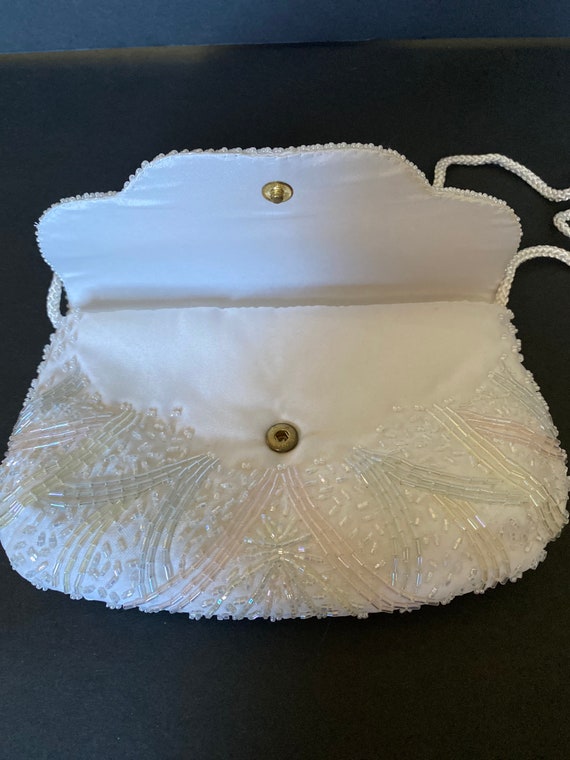 White Beaded Formal Clutch - image 3