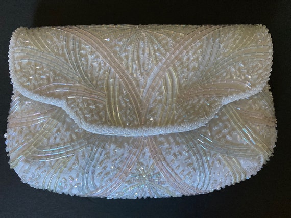 White Beaded Formal Clutch - image 1