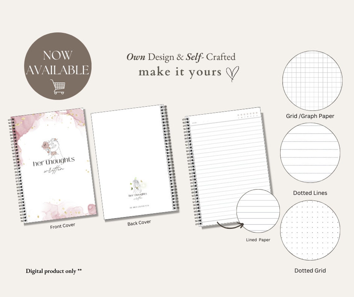 50 Premium Notebook Covers PLUS Notebook Lines Printable Editable ...