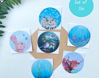 Circular bird art sticker pack, set of 6 colourful wildlife sticker set, planners stickers, journal stickers - nature lover gift