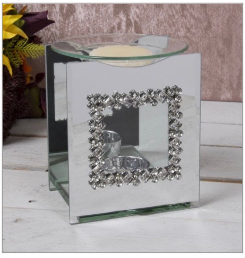 Mirror Diamante Oil Burner Square Mirror Diamante Oil Burner Square