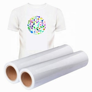 May include: Two rolls of white heat transfer vinyl for use with a heat press or iron. The vinyl is used to create custom designs on t-shirts, tote bags, and other fabrics.