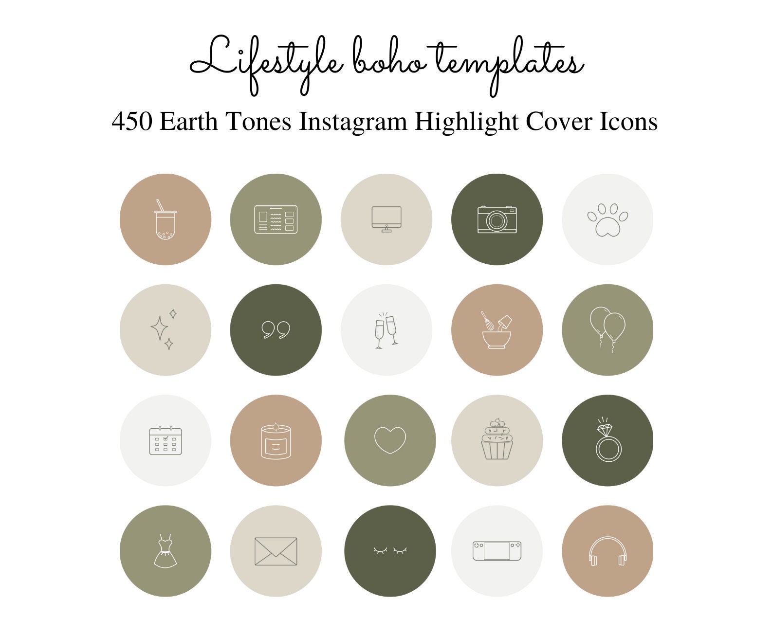 450 Lifestyle Instagram Highlight Covers - Earth Tones, Boho Icons ...