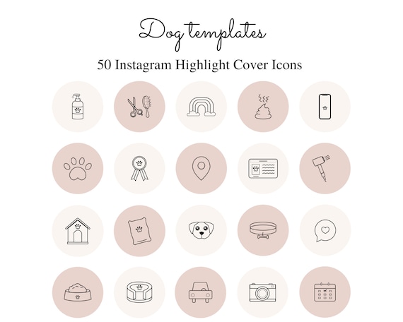 50 Dog Instagram Highlight Covers Light Pink and Brown - Etsy