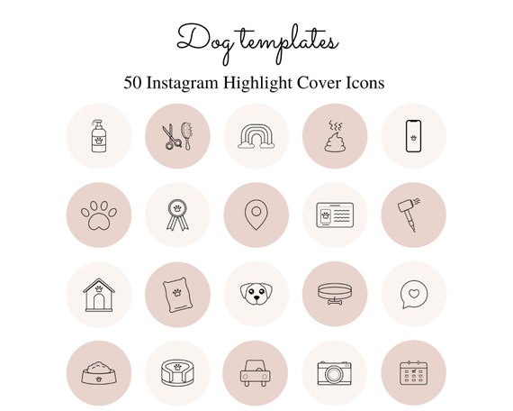 50 Dog Instagram Highlight Covers Light Pink and Brown - Etsy