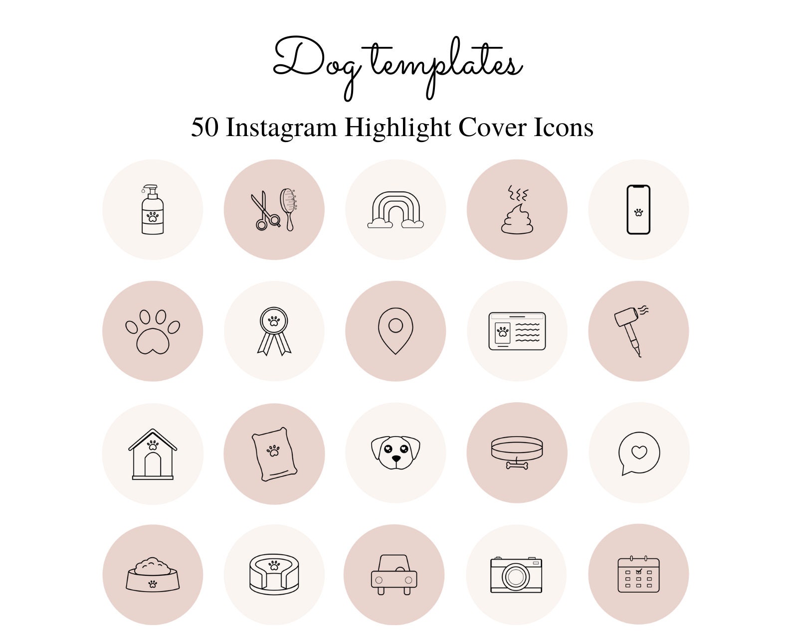 50 Dog Instagram Highlight Covers Light Pink and Brown - Etsy