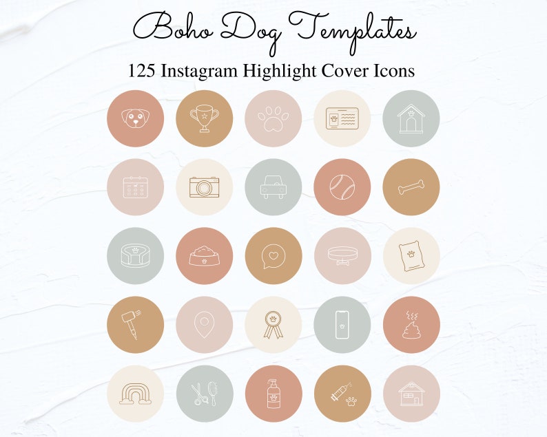 125 Dog Instagram Highlight Covers Muted Pastels, Boho Icons, Instagram ...