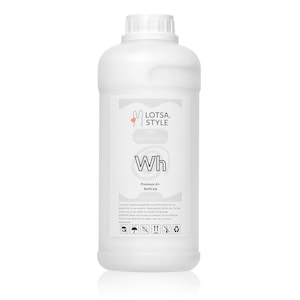 May include: A white plastic bottle with a white label that says "Lotsa Style" and "Wh Premium-All-Round Ink". The label also has a pink heart with a rabbit inside.