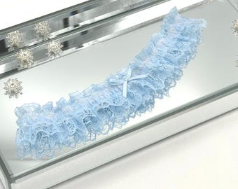 Blue Lace Wedding Garter, Something Blue Bridal Keepsake